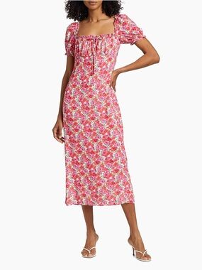 Felicity Floral Squareneck Midi-Dress Cottagecore XS